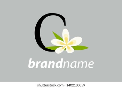 Modern and Charming logo design Initial C with yellow flower.