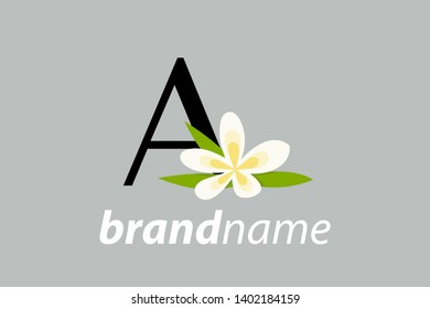 Modern and Charming logo design Initial A with yellow flower.