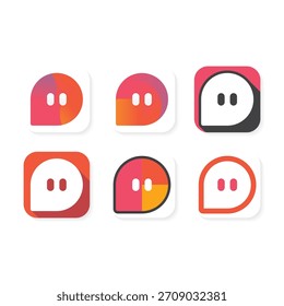 Logotipo de aplicativo de chat moderno com ícones de mensagem azuis limpos.