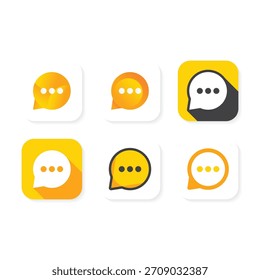 Logotipo de aplicativo de chat moderno com ícones de mensagem azuis limpos.