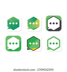 Logotipo moderno del App del chat con los iconos azules limpios del mensaje.