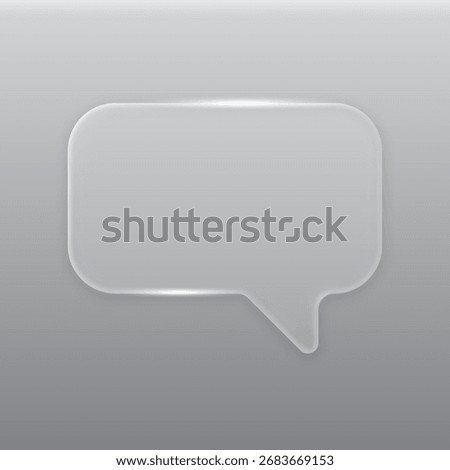 Modern chat bubble icon in liquid glass style. Social network communication concept. Chatting box, message box and dialogue. Transparent frames and speech bubble. Vector illustration.