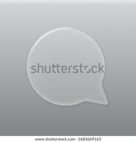 Modern chat bubble icon in liquid glass style. Social network communication concept. Chatting box, message box and dialogue. Transparent frames and speech bubble. Vector illustration.