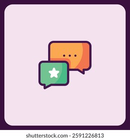 Modern Chat Bubbles with Star Rating Icon Design