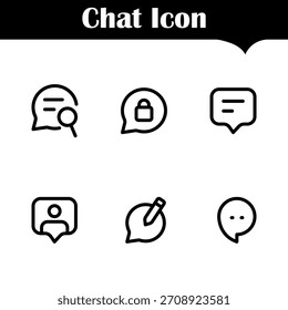 Moderno conjunto de iconos de chat con burbujas de Vector limpias, símbolos de mensajes, Elementos de comunicación y diseños de interfaz de usuario perfectos para App y Sitios web.