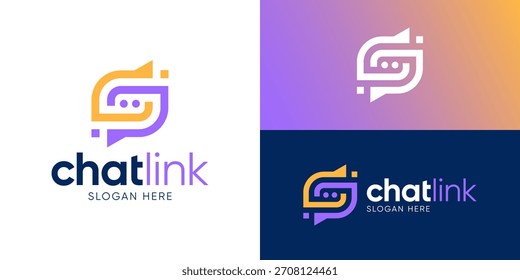 Moderne Chat Link Logo Vorlage. Abstrakte Chat Blase Verbindung Logo Design Vektorgrafik.
