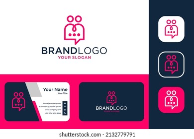 moderner Chat mit zwei Personen Logo-Design und Visitenkarte