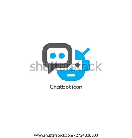 Modern chatbot icon in flat minimalist style, artificial intelligence concept illustration, simple vector design for digital assistance, communication, and technology solutions

