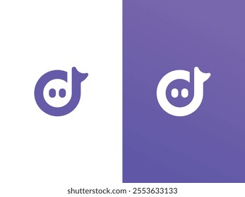 Modern chatbot logo design featuring a sleek speech bubble and AI-inspired elements. Perfect for tech startups, customer service platforms, and businesses embracing innovative communication solutions.