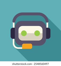 Modern chatbot wearing a headset and providing customer support