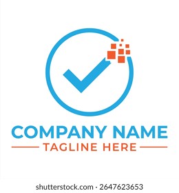Modern Check Mark Logo Design A Symbol of Approval with Tech Data Integration and Professional Branding Concept