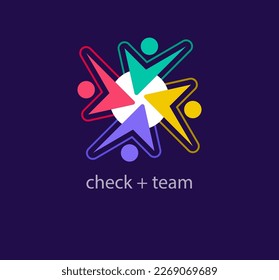 Modern check mark logo. Unique color transitions. Community approval and unity solidarity logo template. vector.