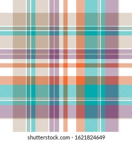 Modern check plaid fabric texture seamless pattern. Flat design. Vector illustration.