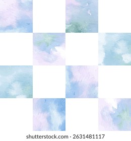Modern checkerboard pattern with watercolor texture. Abstract background template