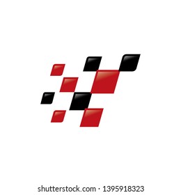 Modern Checkered Flag Logo Template. Race Flag Vector Icon Symbol Design