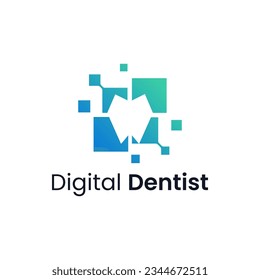 Logotipo moderno de combinación de cuadros y engranajes. Es adecuado para su uso como logotipo de clínica dental.