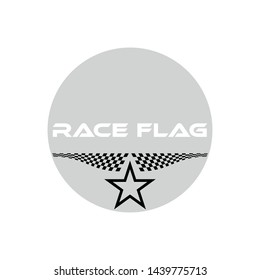 Modern  Checkered Race Flag Design Element for automotive company logo decal inside Circle Background Template
