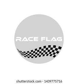 Modern  Checkered Race Flag Design Element for automotive company logo decal inside Circle Background Template
