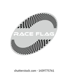 Modern Checkered Race Flag Design Element for automotive company logo decal inside Ellipse Background Template
