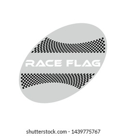 Modern Checkered Race Flag Design Element for automotive company logo decal inside Ellipse Background Template
