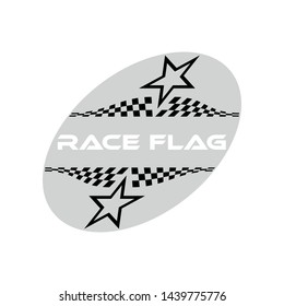 Modern Checkered Race Flag Design Element for automotive company logo decal inside Ellipse Background Template
