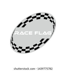 Modern Checkered Race Flag Design Element for automotive company logo decal inside Ellipse Background Template
