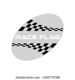Modern Checkered Race Flag Design Element for automotive company logo decal inside Ellipse Background Template
