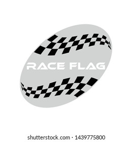 Modern Checkered Race Flag Design Element for automotive company logo decal inside Ellipse Background Template
