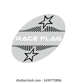 Modern Checkered Race Flag Design Element for automotive company logo decal inside Ellipse Background Template
