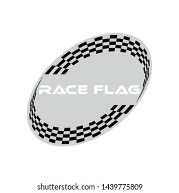 Modern Checkered Race Flag Design Element for automotive company logo decal inside Ellipse Background Template
