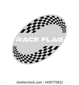 Modern Checkered Race Flag Design Element for automotive company logo decal inside Ellipse Background Template
