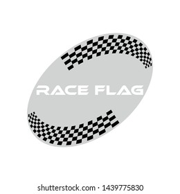 Modern Checkered Race Flag Design Element for automotive company logo decal inside Ellipse Background Template
