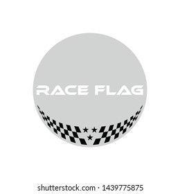 Modern  Checkered Race Flag Design Element for automotive company logo decal inside Circle Background Template
