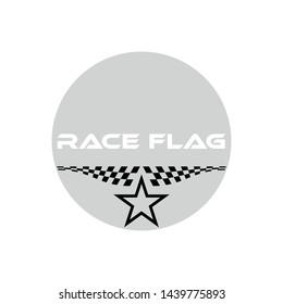 Modern  Checkered Race Flag Design Element for automotive company logo decal inside Circle Background Template
