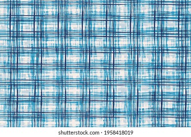 Modern checkered texture Background. Blue checked motif textured distressed background.