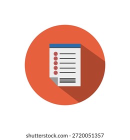 Lista de verificação moderna no papel com marcas de verificação vermelhas para a produtividade da empresa