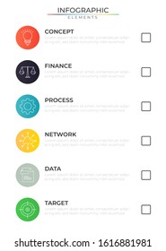 Modern checklist template with icons. Vector for company and social media.