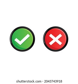 Marca de verificación moderna e icono de botón cruzado	