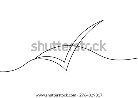 Modern checkmark icon continuous one line drawing single art minimal accept symbol outline vector illustration