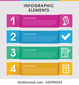 Modern checkmark infographic template. infographic design with checkmark icons includes clipboard. can be used for presentation, diagram, annual report, web design.