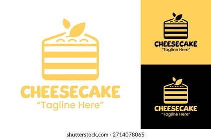 Um logotipo moderno da loja de cheesecake projetado para lojas de sobremesa premium, marcas de padaria e empresas focadas em doces.