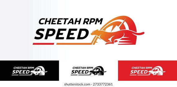 Logotipo moderno do guepardo simbolizando a energia da velocidade e o desempenho alto do RPM. Ideal para corridas automotivas motorsport fitness tecnologia e identidade de marca dinâmica.