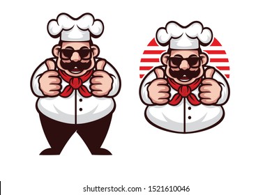 Modern Chef Cartoon Mascot Logo Design Illustration