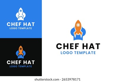 Modern chef hat rocket logo design vector template vector illustration