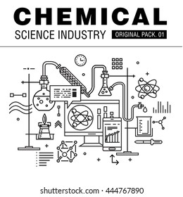 Modern chemical science industry. Thin line icons set biology technology. laboratory set collection with global industry elements. Premium quality vector symbol. Stroke pictogram for web design.