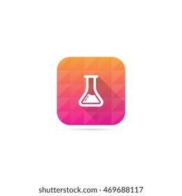 Modern Chemistry Flask or Beaker Icon With Long Shadow