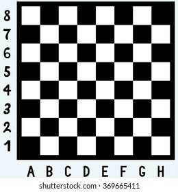 Modern chess board. Isolated on blue background. Vector silhouettes