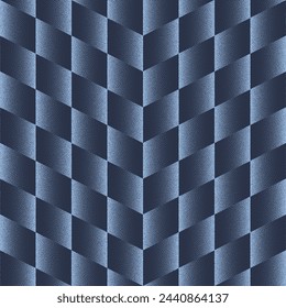Modern Chevron Seamless Pattern Trend Vector Blue Abstract Background. Geometric Halftone Art Illustration for Textile Print. Repetitive Graphical Abstraction Checkered Wallpaper Dot Work Texture