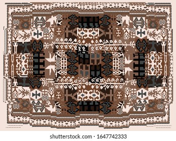 Modern and chic brown,beige and cream tones  tones Persian carpet, tribal vector texture. Easy to edit and change a few colors by swatch window.