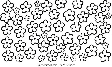 A modern and chic floral pattern with bright, colorful flowers and tropical flowers on a clean white background. Perfect for fashion prints and in line with the trendy Folk style.